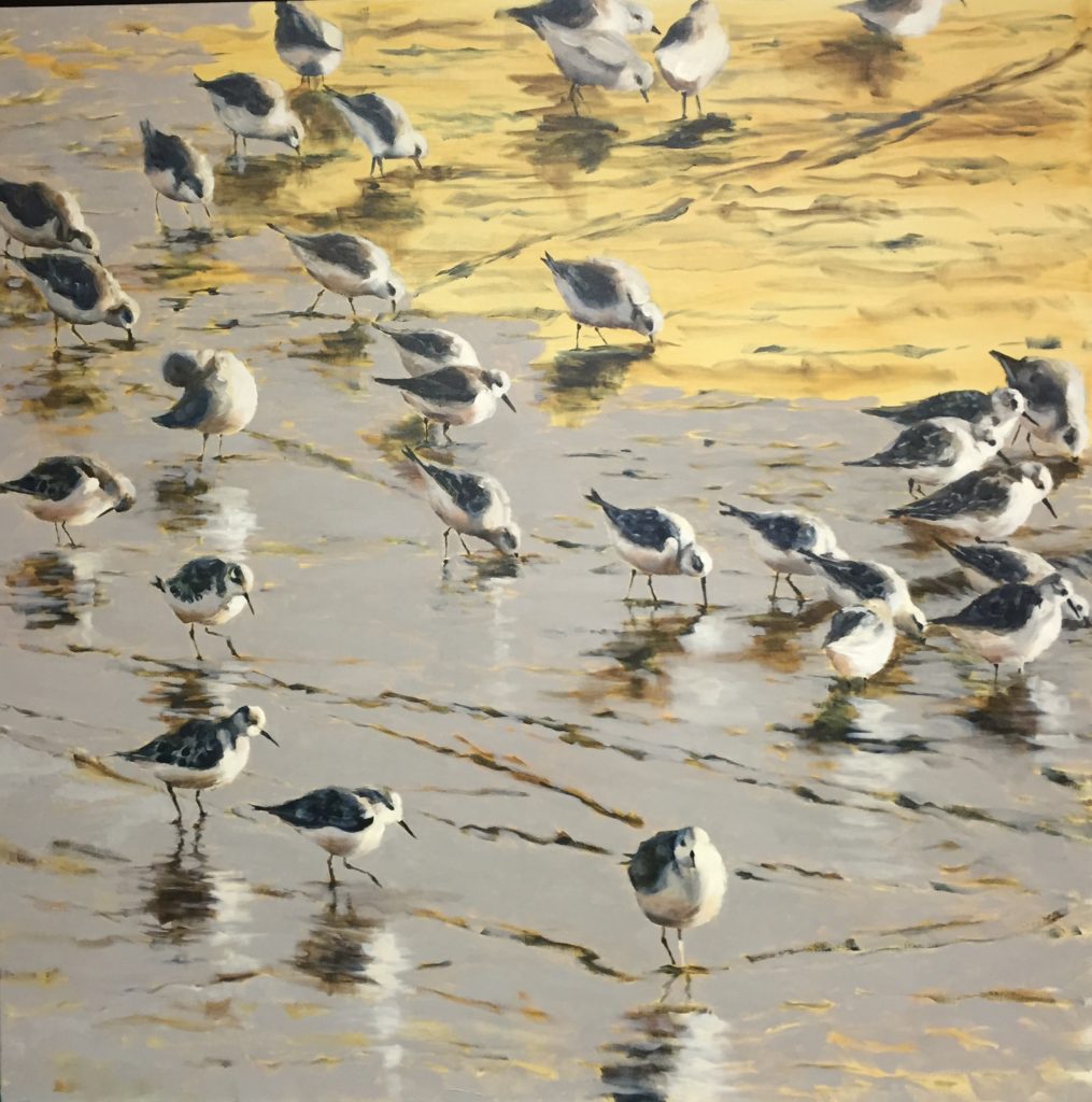 The fun part. Negative space painting. It’s when you can correct those edges, make them sharp, let them fall away, or wave into a reflection. Added some warmth to the bird’s reflections.